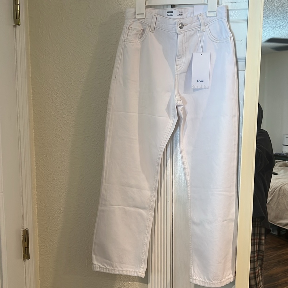 Bershka White Denim Jeans 90s wide girls 10/12